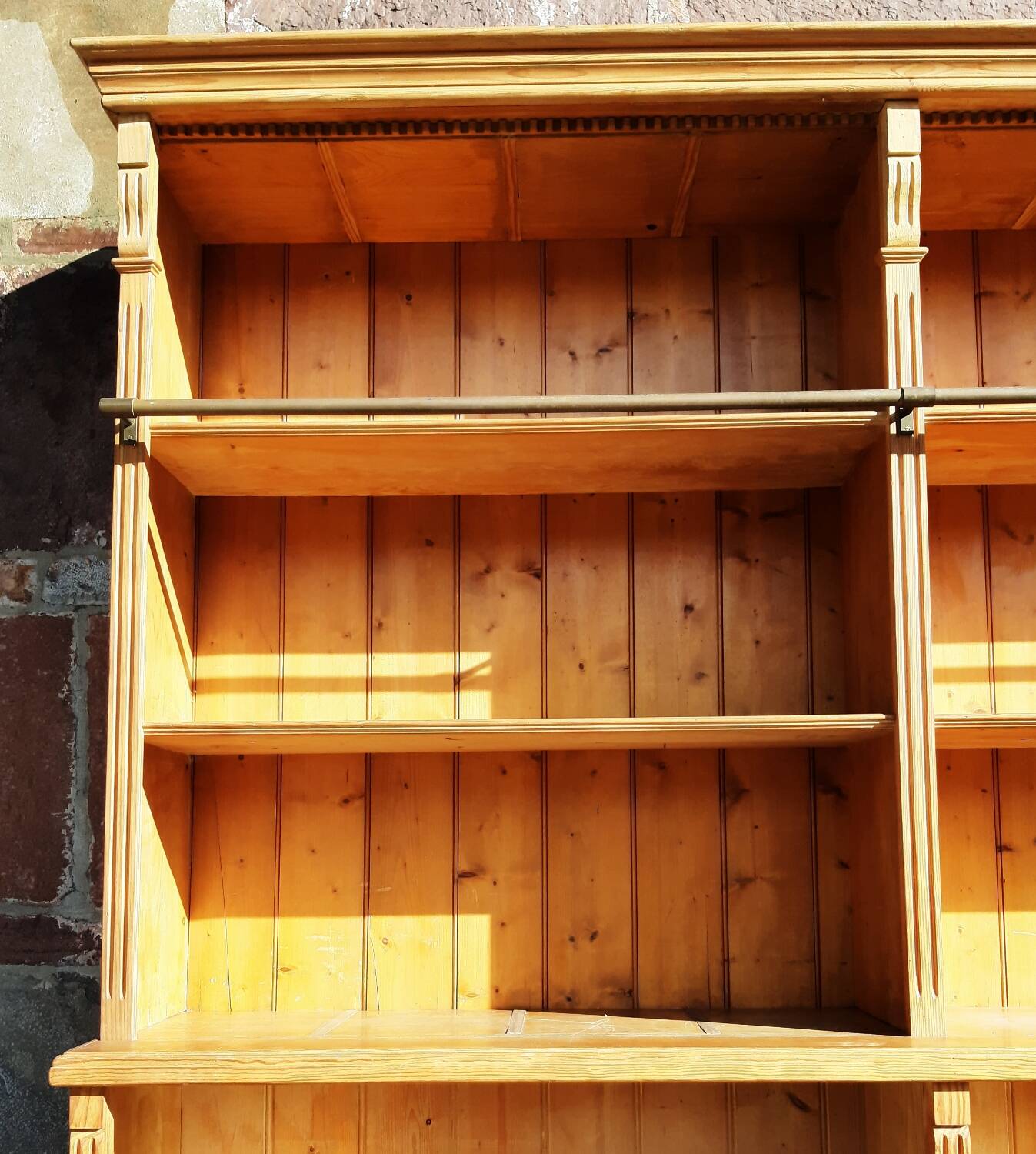 Pine bookcase (251 x 49 x height 288 cm)