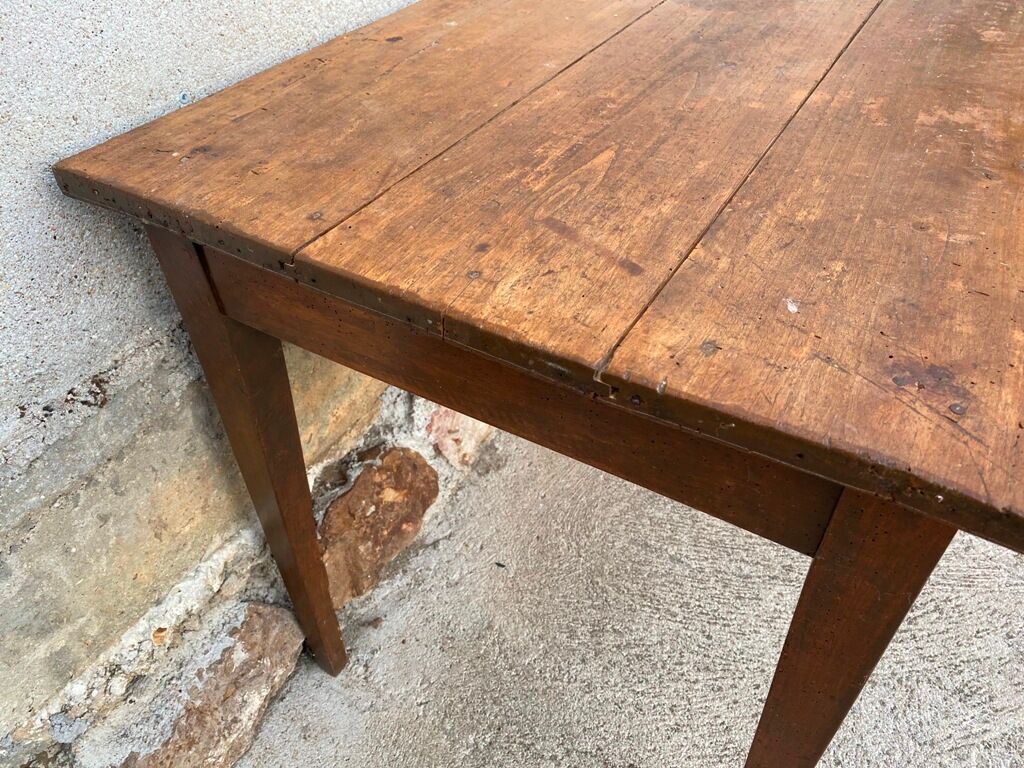 Table de ferme en bois massif avec 1 tiroir