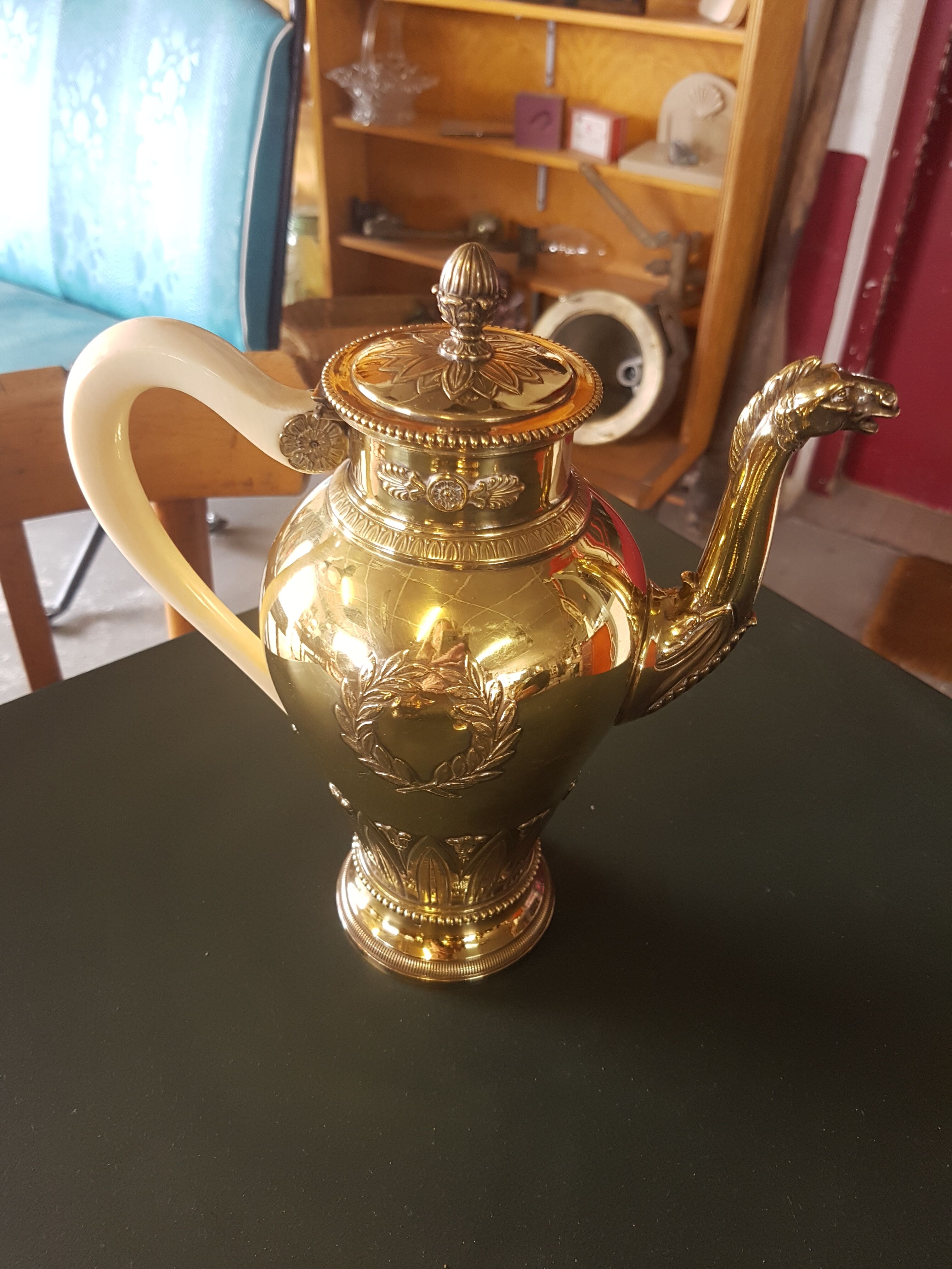 Tea and coffee set in vermeil and ivory