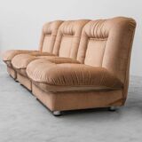 Set di 3 poltrone modulari in tessuto beige anni ’70 vintage modernariato
