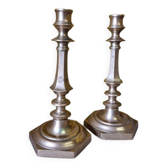 Pair of french brass candlesticks, 2nd half of the 19th century