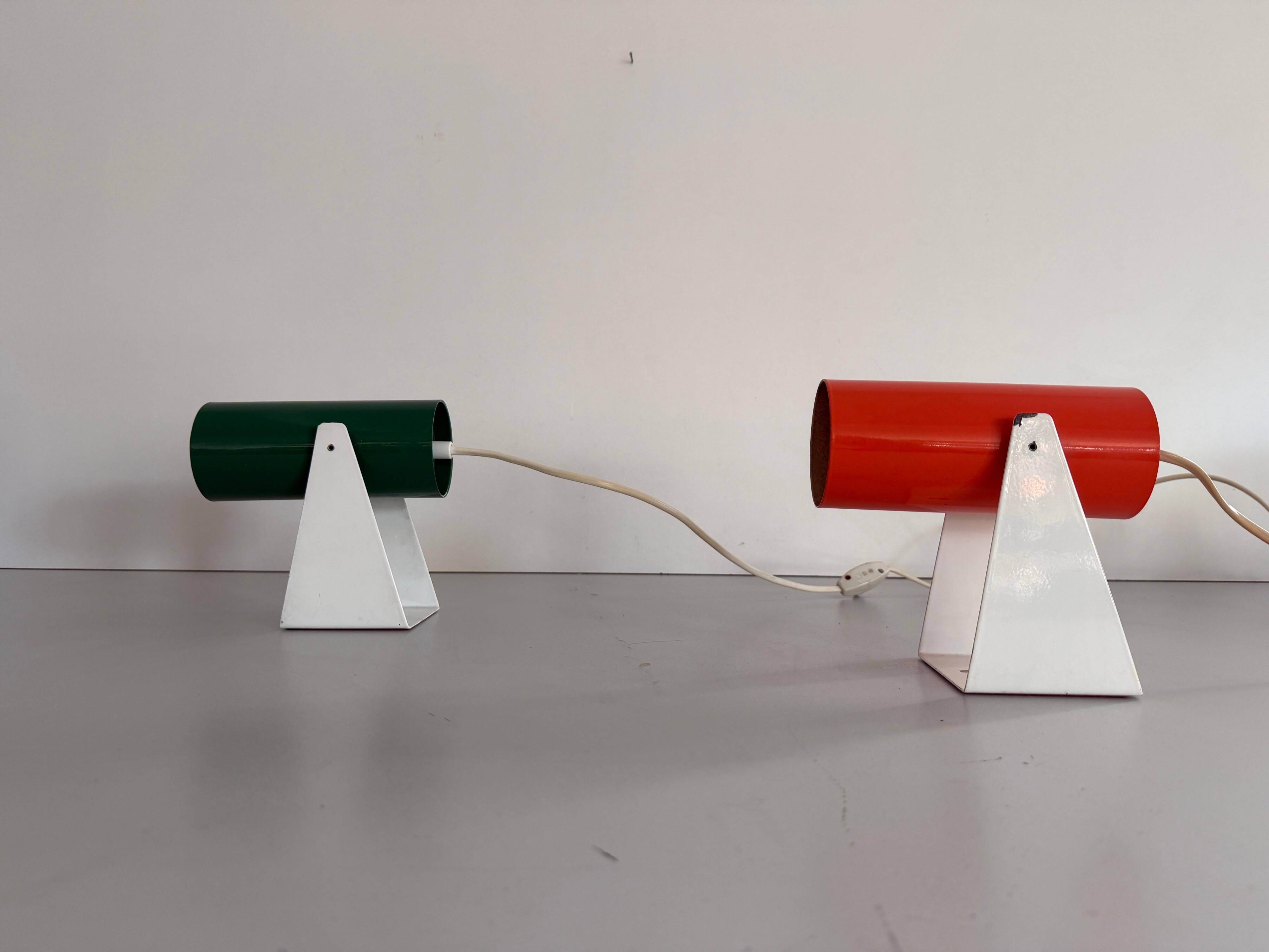 Pair of table lamps or wall lights in metal by Greene & Greene, 1970s, Germany.