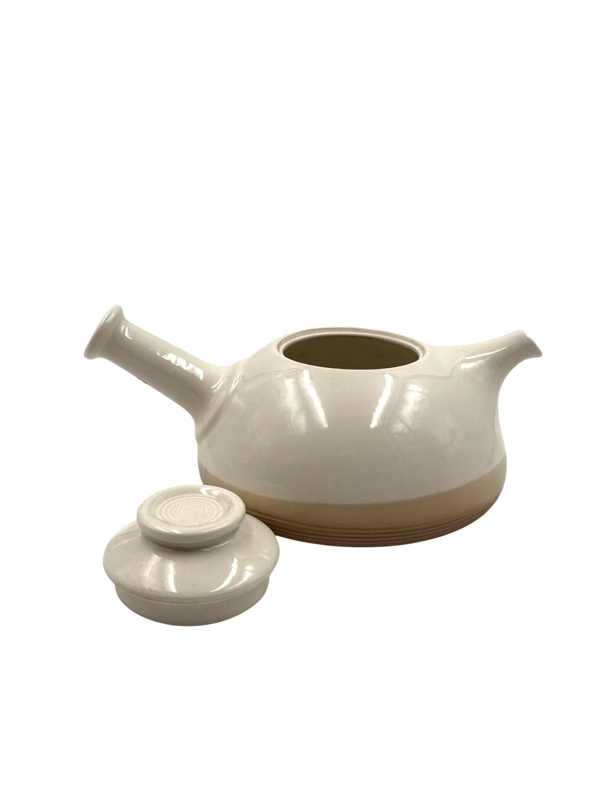 Mid-century Modern cream gres teapot, Franco Bucci Italy ca. 1970