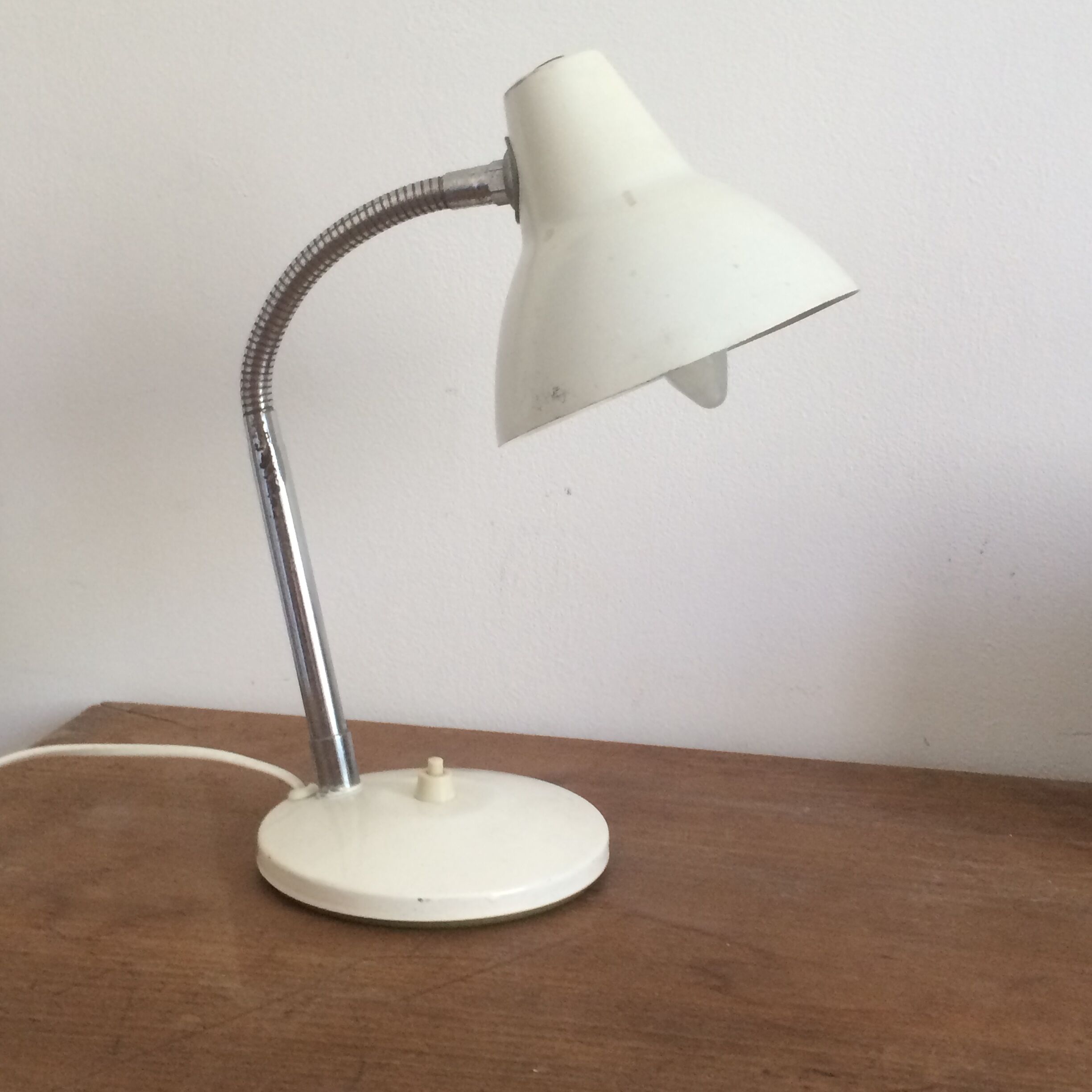 Vintage white metal desk lamp 1950
