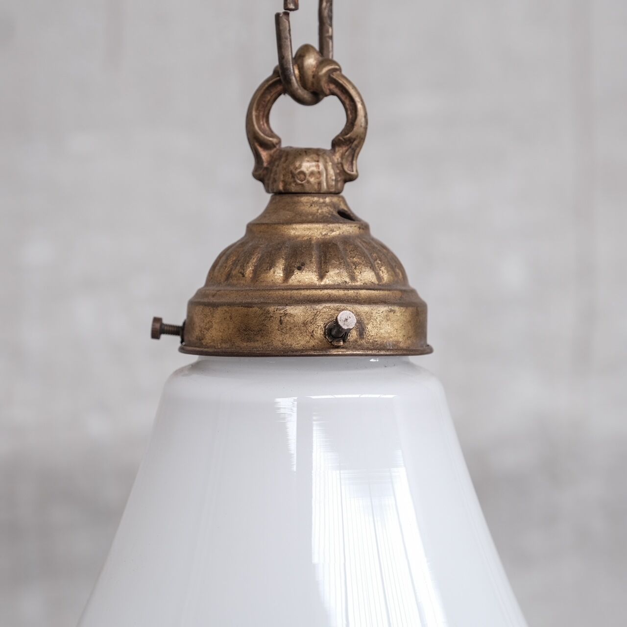 Mid-century opaline and brass pendant light