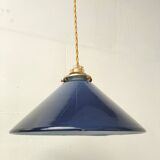 Blue opaline cone pendant light