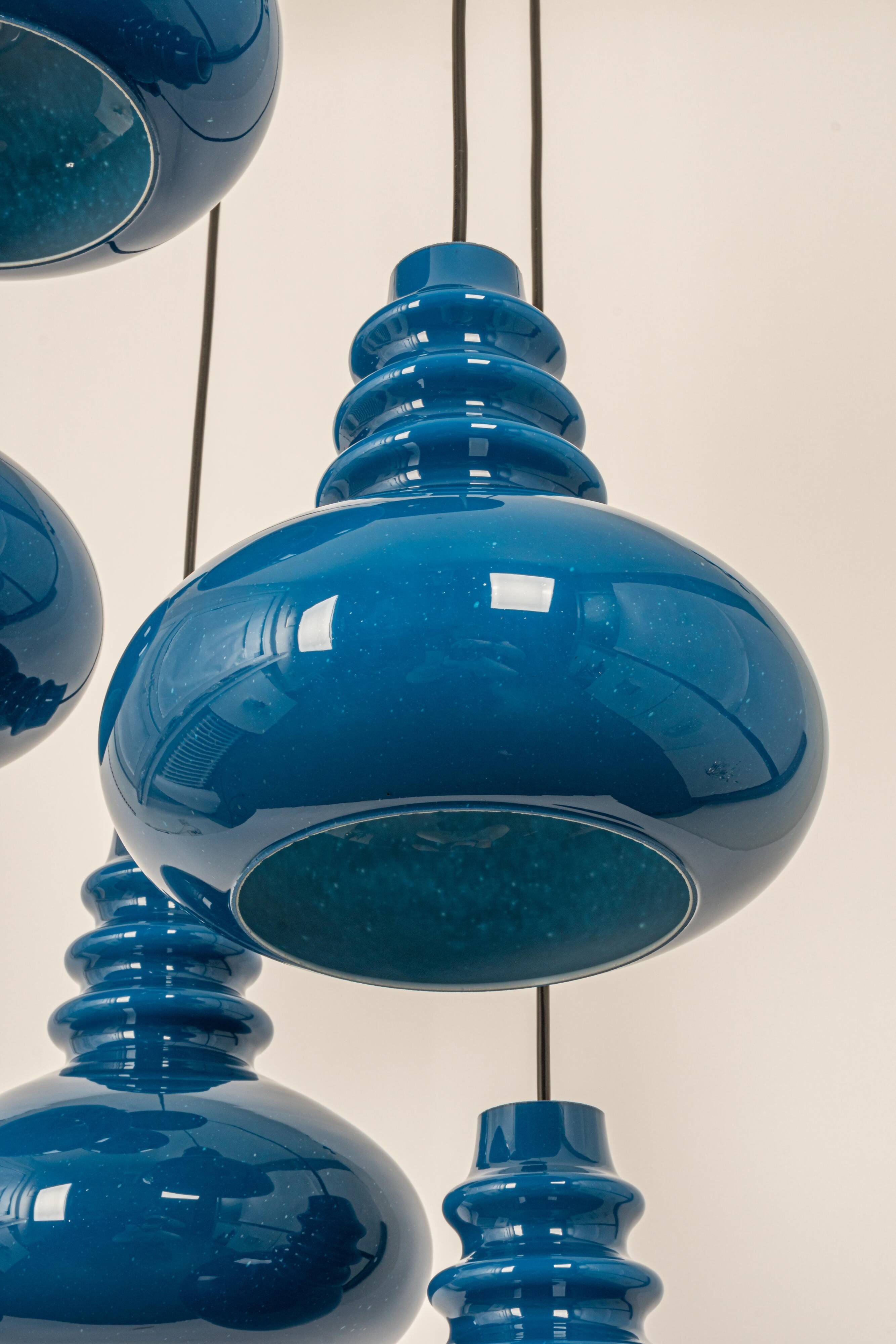 Large cascading glass chandelier design by Peill Putzler, Germany, 1970s.