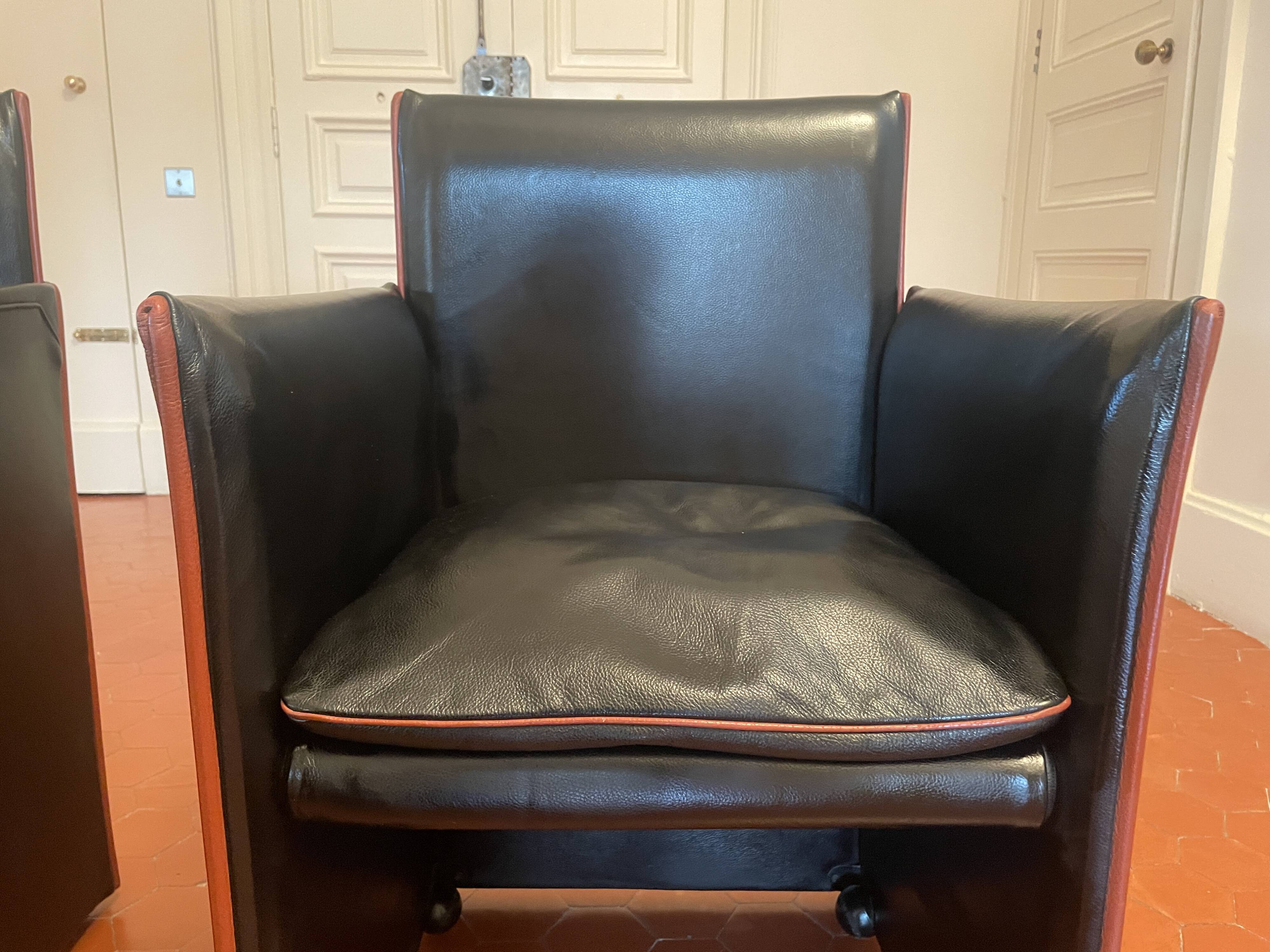 Mario Bellini - pair of BREAK 401 leather armchairs for CASSINA