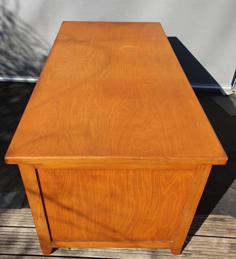 Oak desk 8 drawers double boxes 1950