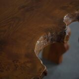 Mid-century Scandinavian coffee table made of solid elm wood, wabi-sabi style, 1960s.