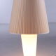 White glass table lamp with a pliche fabric shade, 70s.