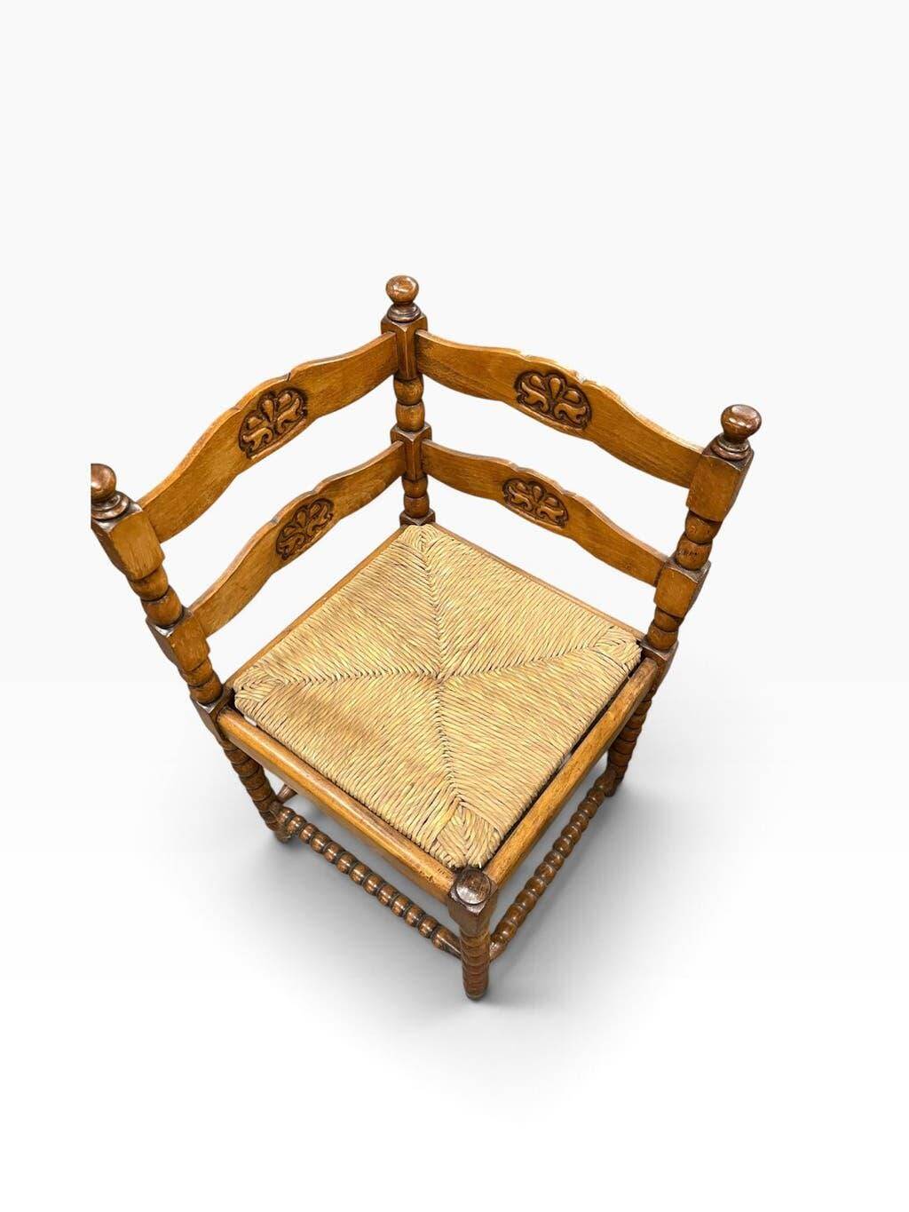 Vintage wooden bobbin corner chair