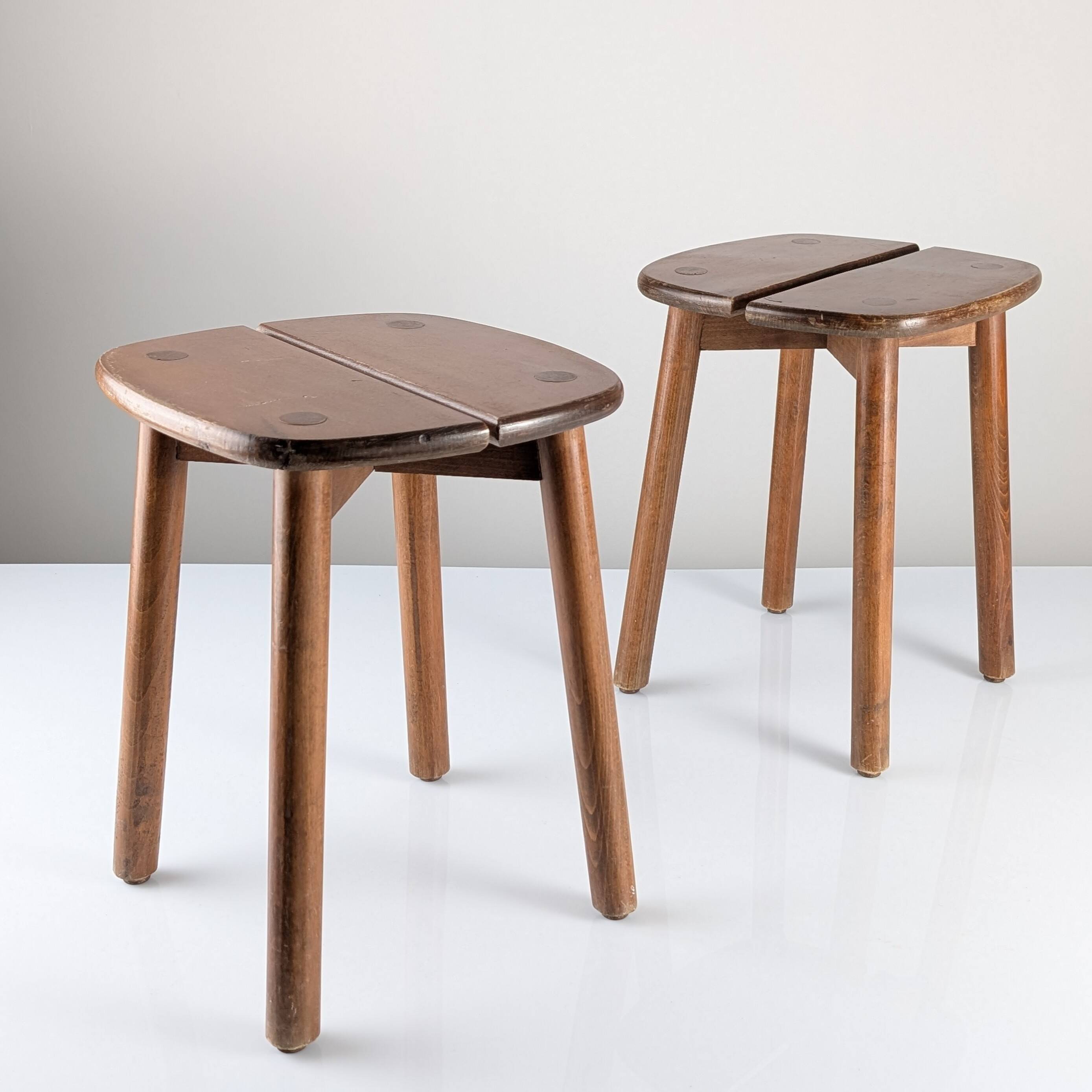 Pair of wooden stools by Pierre Gautier Delaye, France, 1960s