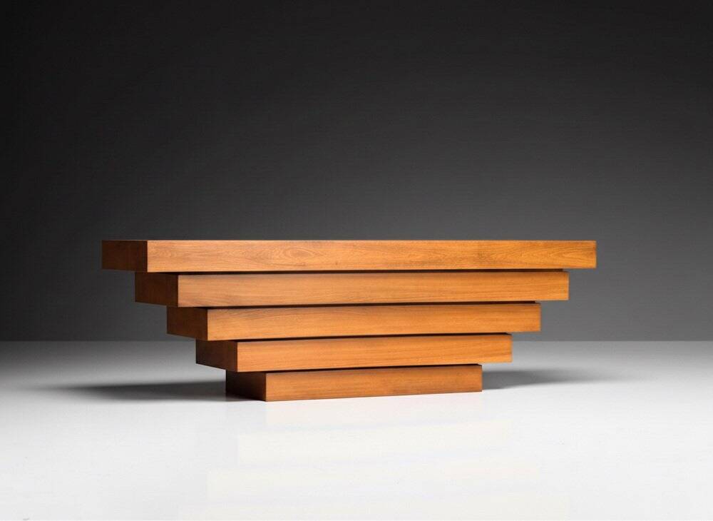 Sculptural Wooden Counter or Bar, Italy, 1970s