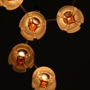 Three-Arm Blown Glass and Metal Chandelier Produced by Mazzega,