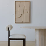 Natural travertine oval dining table - striated foot