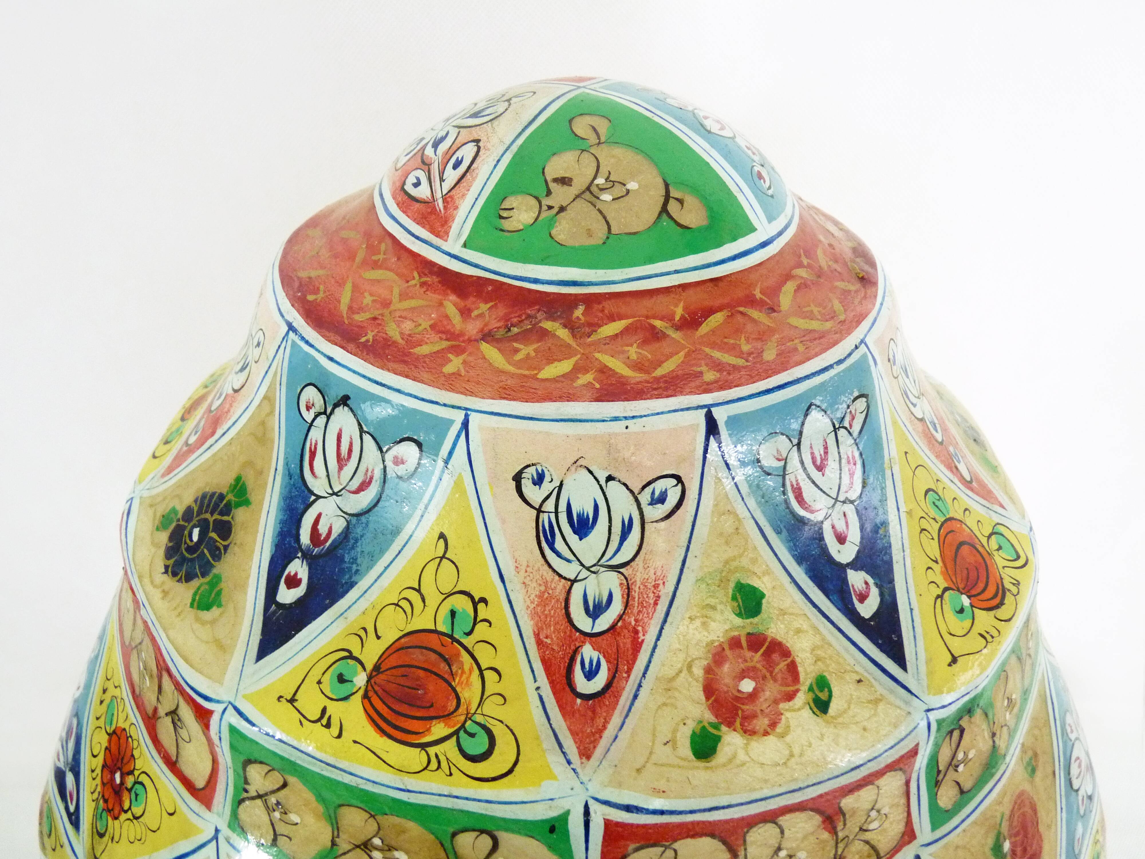 Ancient camel leather lamp and wooden base