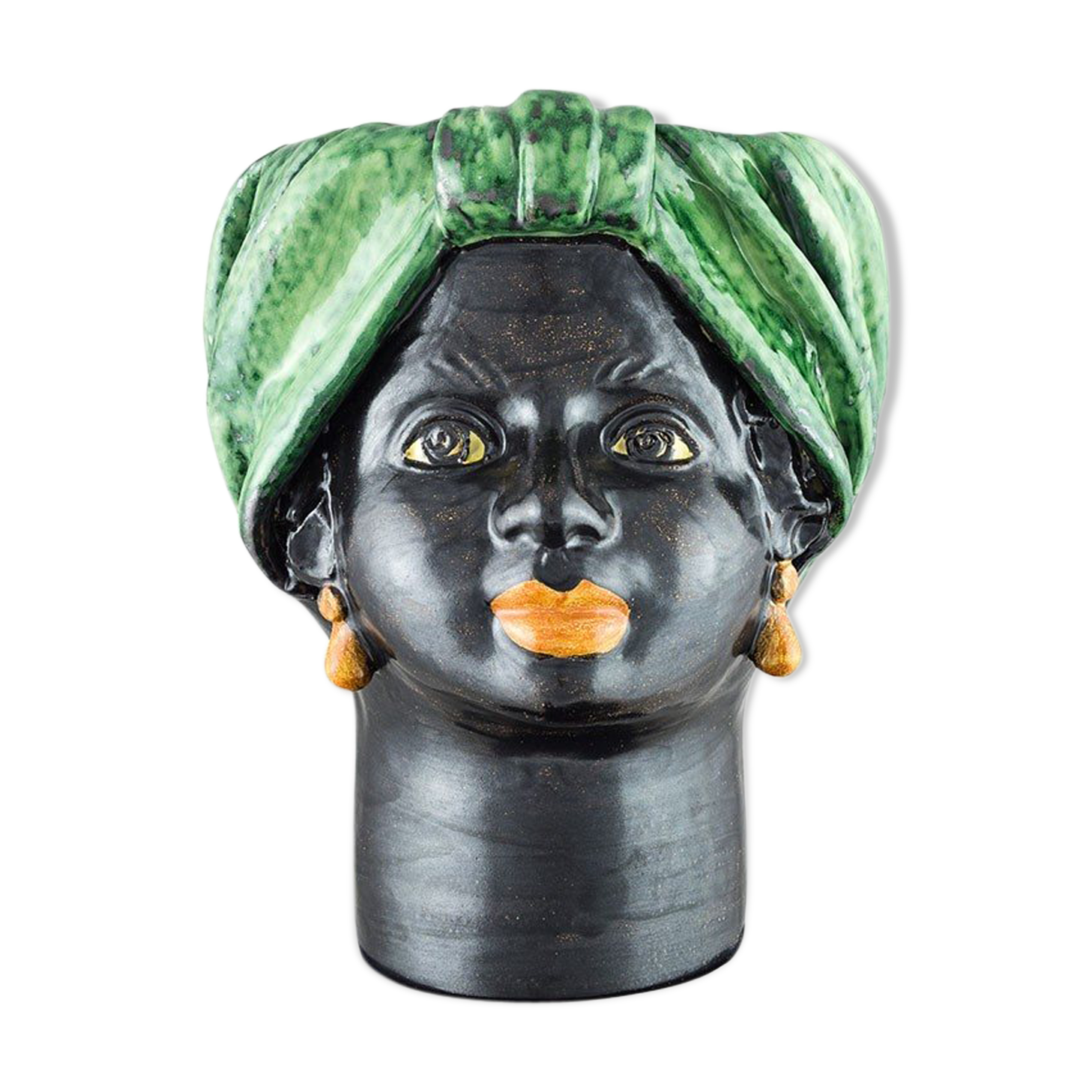 Medium-green woman head vase