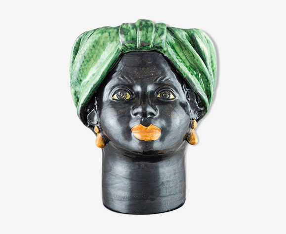 Vase tête moyenne verte femme