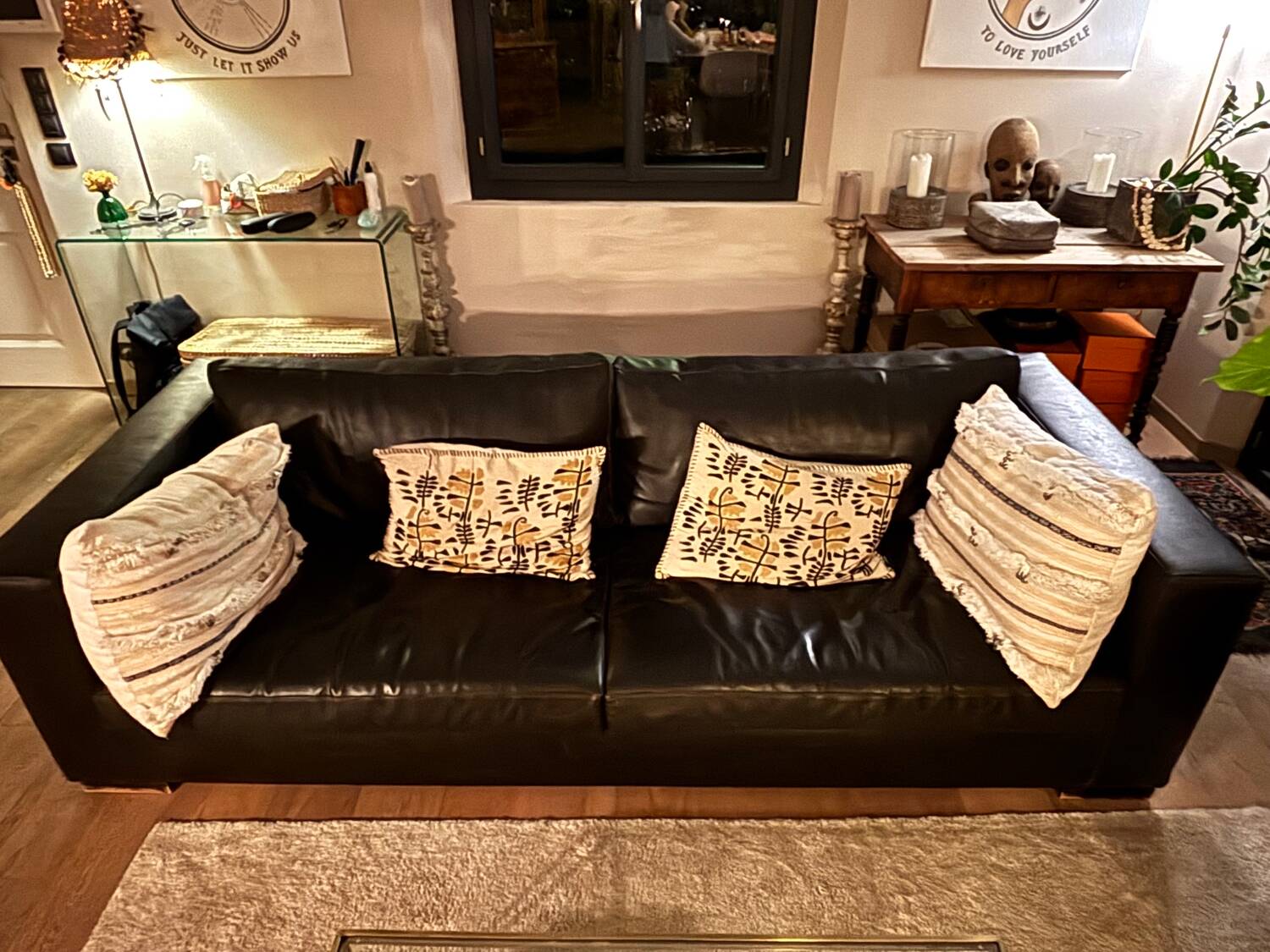 3-seater canapé in glazed calf leather