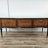 1960s bedroom dresser with six drawers and glass top