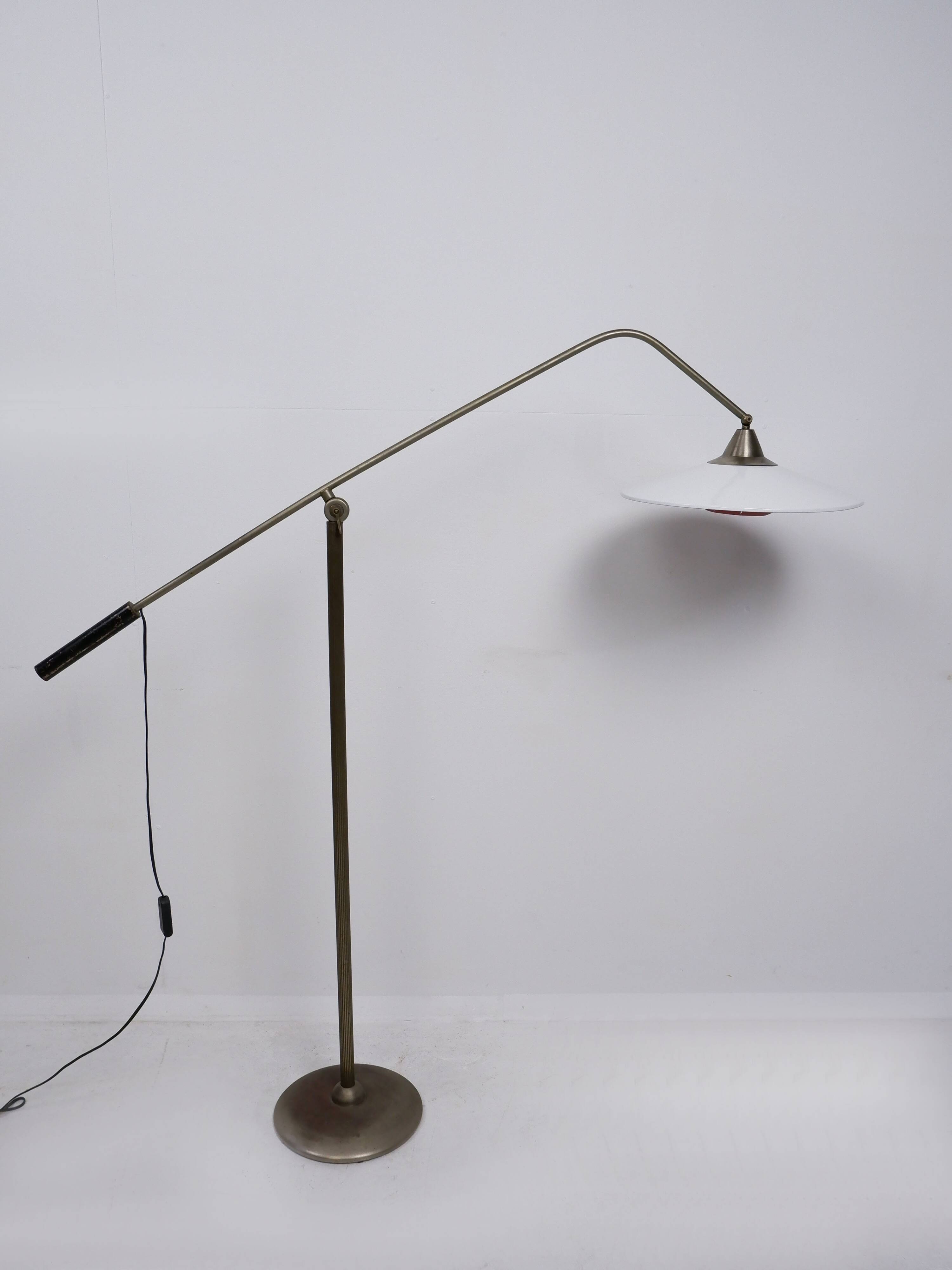 Floor lamp with enamel shade, 1950s