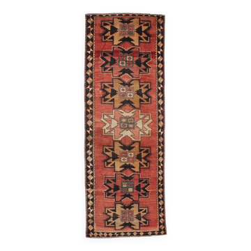 4x10 Vintage Faded Red Long Wide Turkish Runner Rug, 112x316