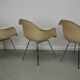 Set of Three Parchment Fiberglass DAX Armhairs Eames for Herman Miller / Vi