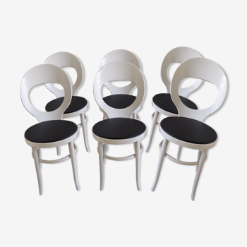 Suite de 6 chaises de Bistrot Baumann modèle Mouette vintage 1970