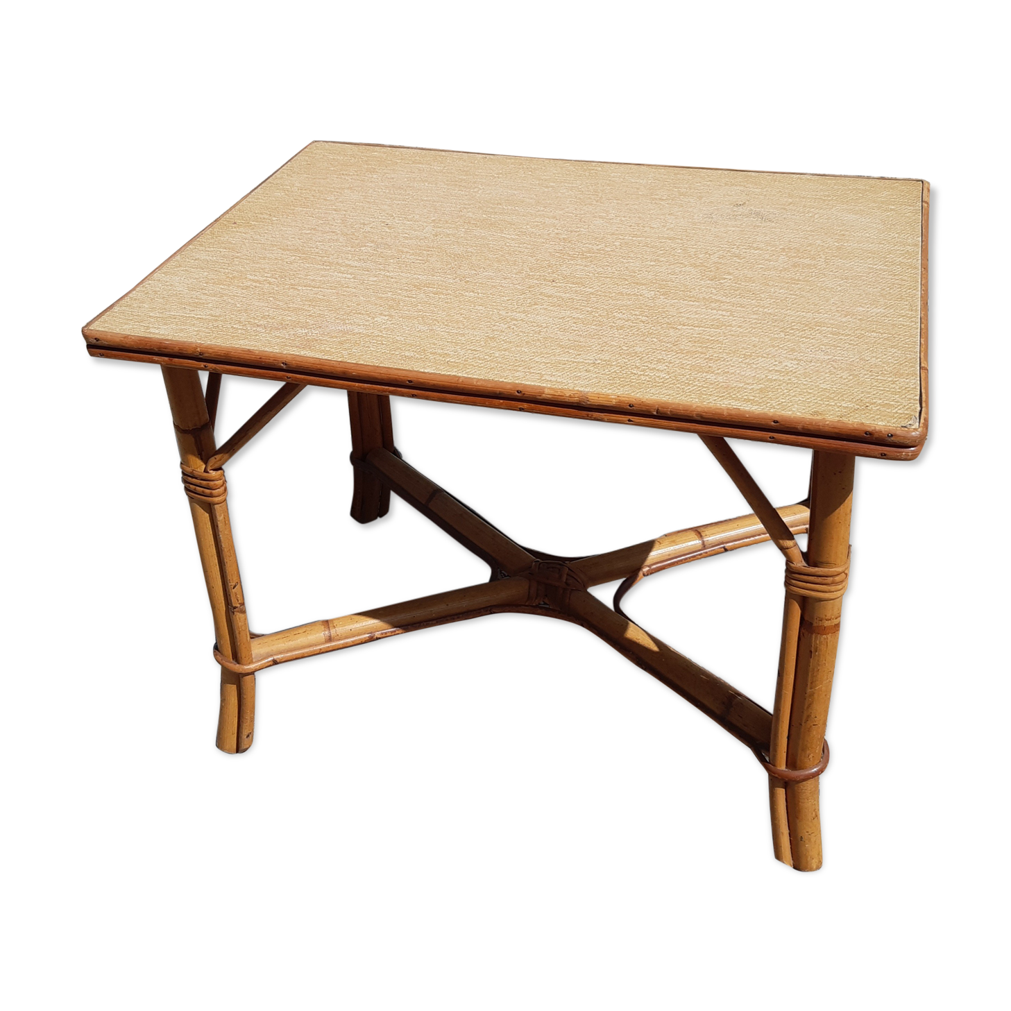 Rattan coffee table, vintage 60s