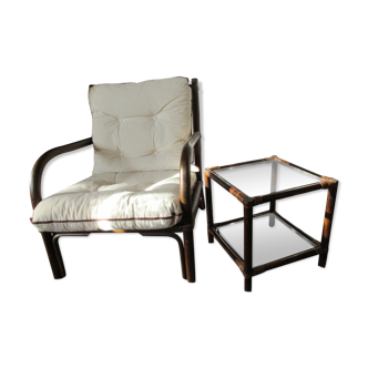 Bamboo armchair set and coordinated coffee table