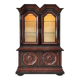Baroque-style backlit display cabinet in wood, glass and velvet