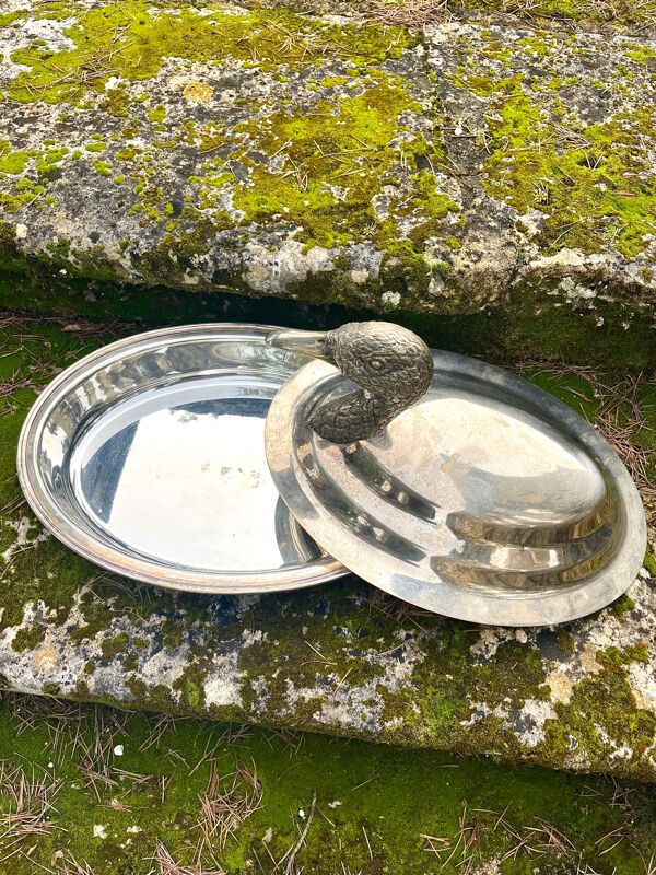 Plat de service pour canard – Plat à gibier en EPNS argenté vintage français