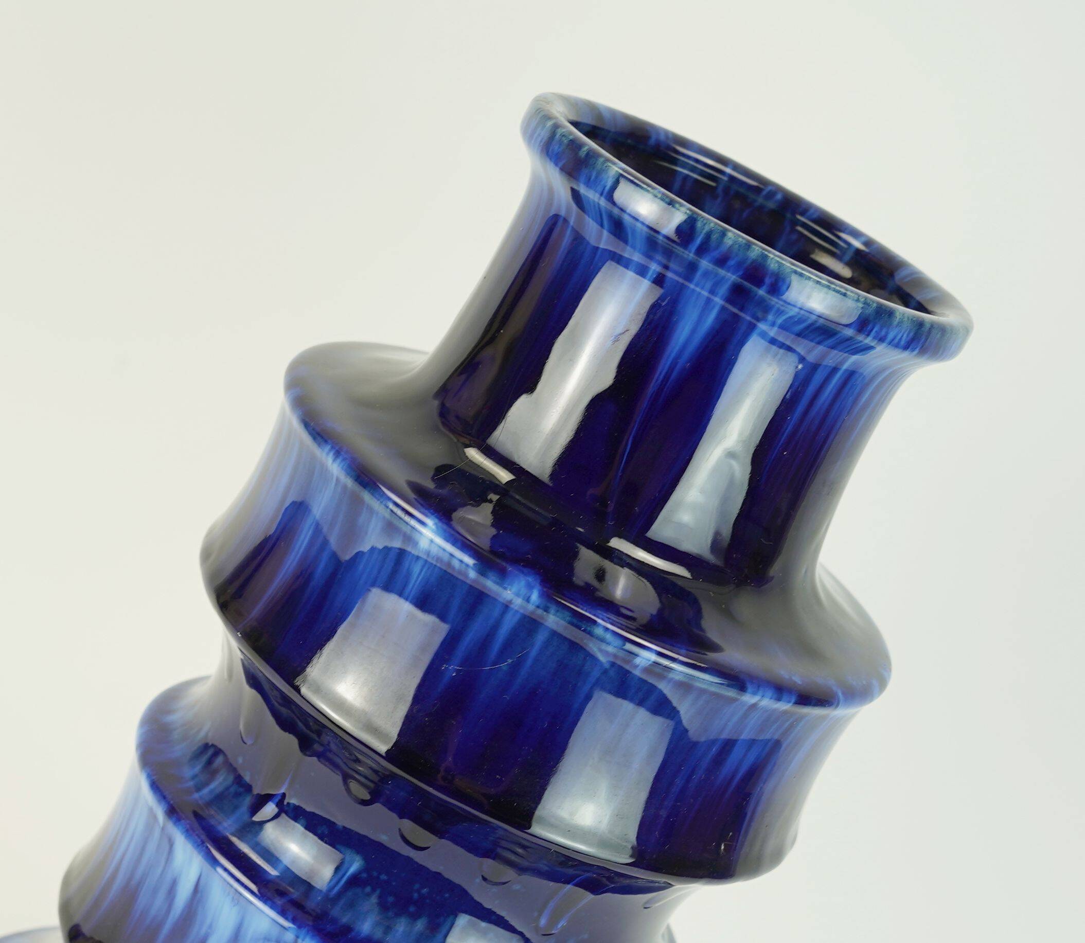 scheurich ceramic FLOORVASE drip glaze different shades of blue 60s/70s