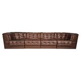 De Sede DS-11 modular sofa in original brown leather, 1970s.