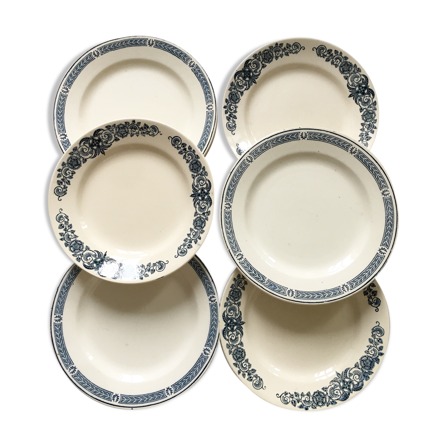 6 flat plates Terre de Fer mismatched