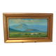 Tableau paysage Mongolie Signé cadre doré