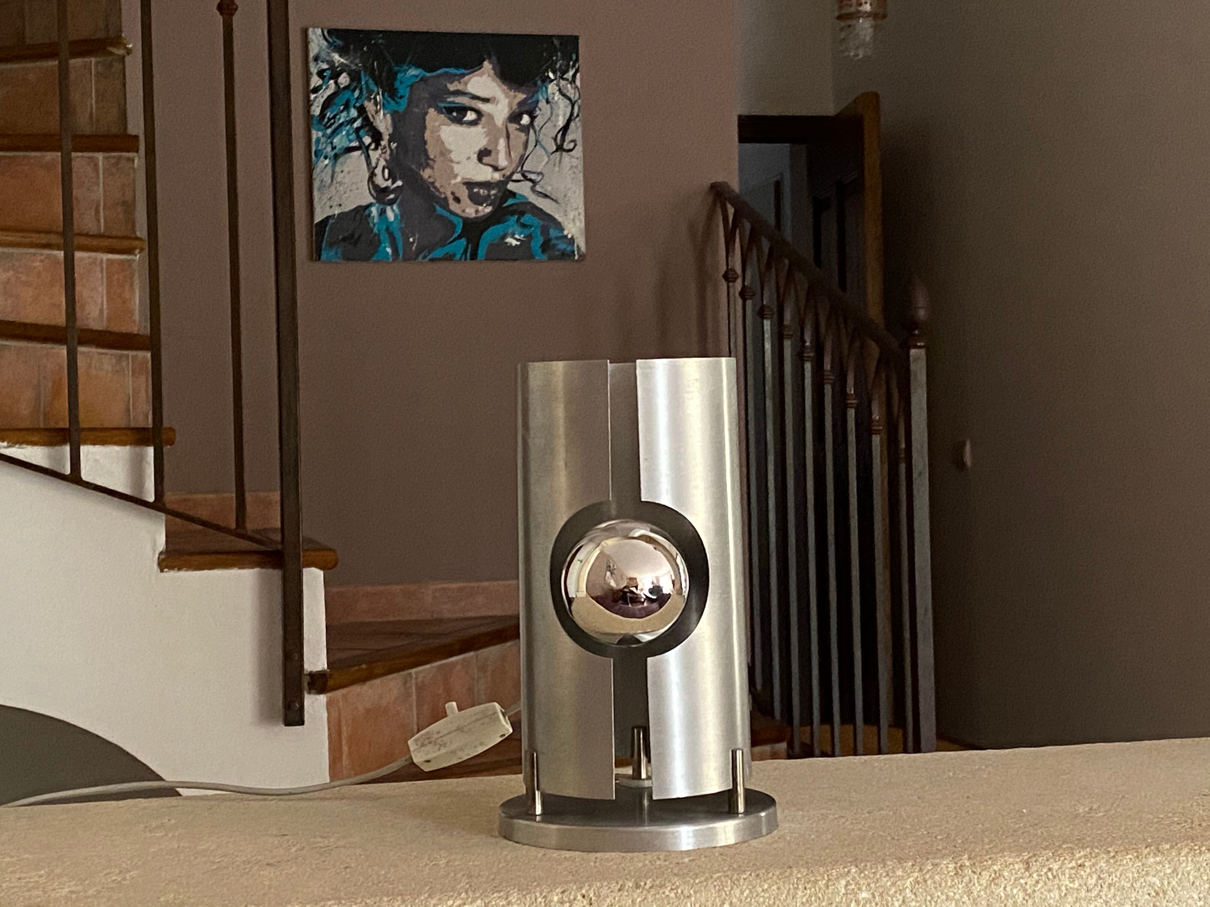 "Space age" lamp 1970 Curved aluminium.