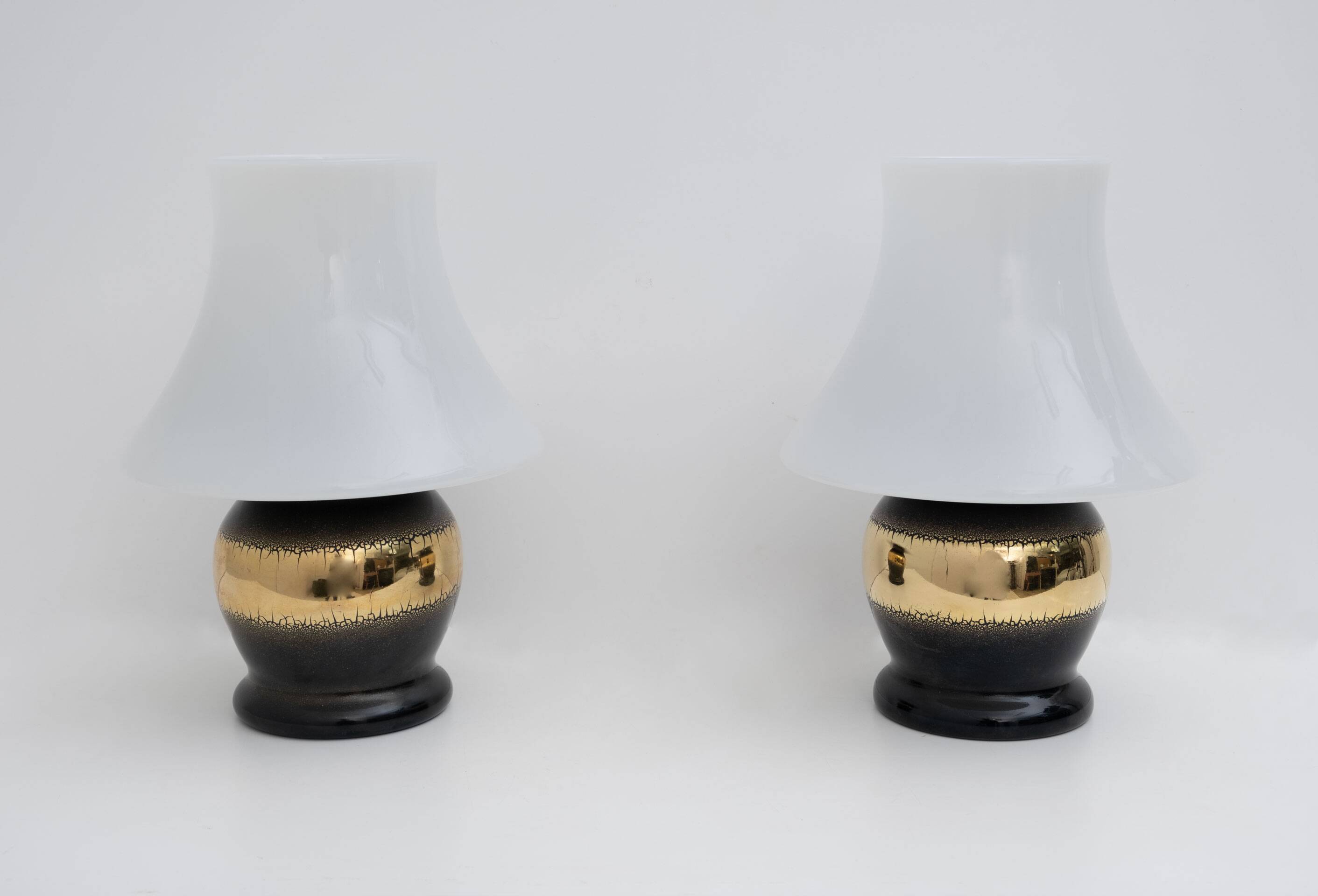 Mid-Century Modern Italian Murano Glass Mushroom Table Lamps, 1970s, Pair