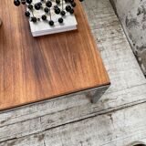 Walnut and modernist chrome coffee table