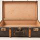 Vintage travel trunk – Wood, textured canvas and metal fittings