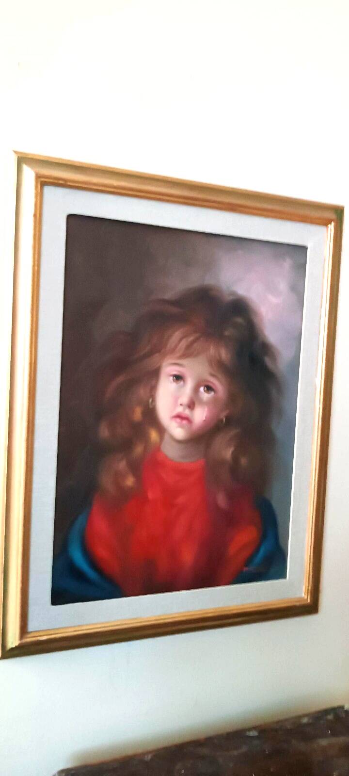 Oil painting on canvas portrait of a little girl - Pietro Pantino (1941-2020)