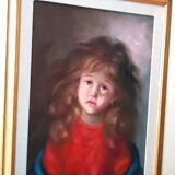 Oil painting on canvas portrait of a little girl - Pietro Pantino (1941-2020)