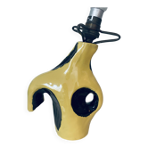 Pied de Lampe Céramique Vintage Jaune & Noir Moderniste 50s/60s Forme Libre