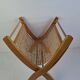 Vintage Mid-Century Wooden and Rattan Folding Magazine Rack, Czechoslovakia
