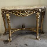 Hollywood Regency Console - Gilded Wood and Marble