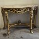 Console Hollywood Regency - Bois doré et Marbre