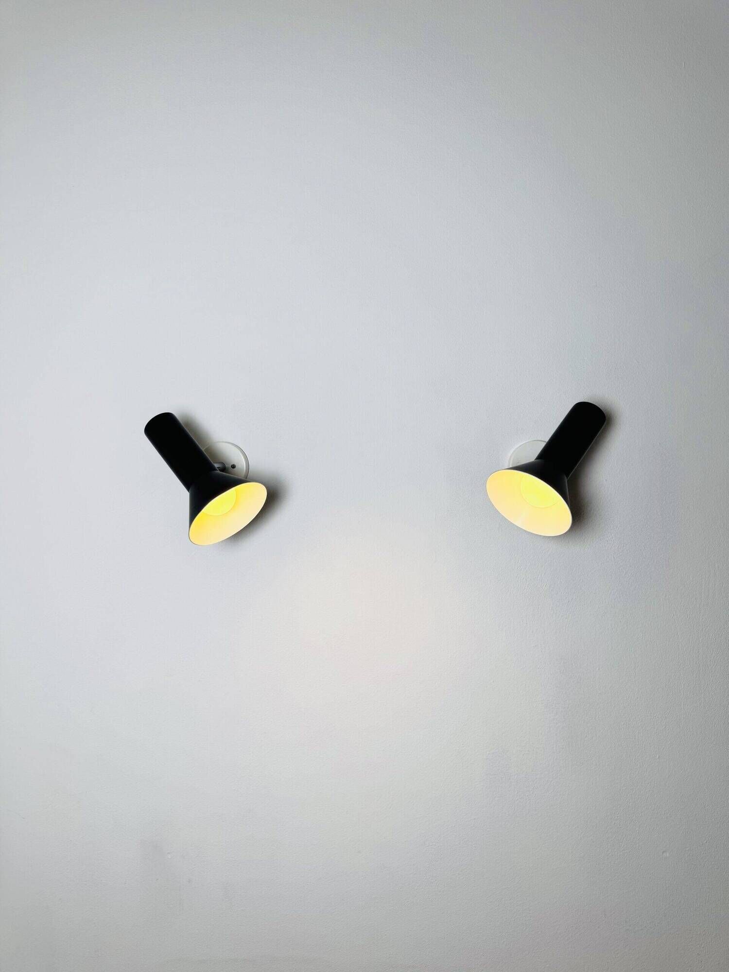 Pair Of C-1524 Adjustable Wall Lamps In Black By Raak Amsterdam, The Netherlands, 1960S