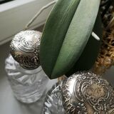 Lot of 2 crystal bottles model bamboo solid silver cap