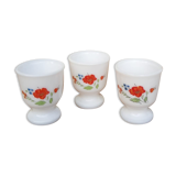 3 coquetiers Arcopal France fleurs coquelicot